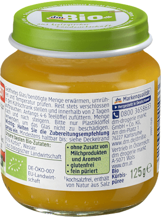 Kürbis pur nach dem 4. Monat dmBio