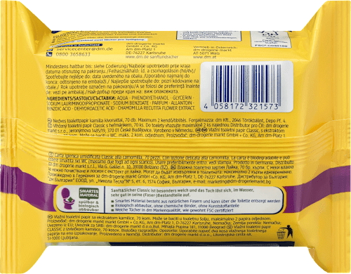 Feuchtes Toilettenpapier Classic Kamille Doppelpack (2x70 Stück) Sanft&Sicher