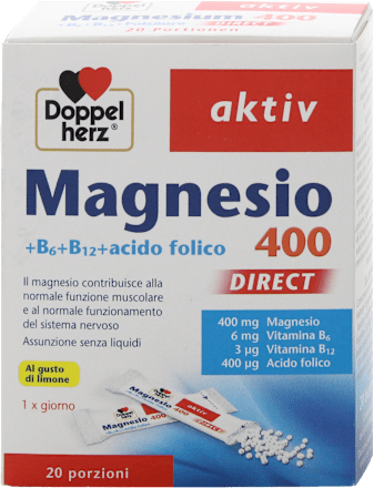 Magnesio 400 +B6+B12+acido folico DIRECT aktiv Doppelherz