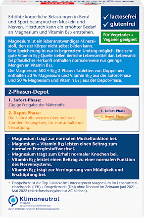 Magnesium 500 + B12 2-Phasen Depot Tabletten 30 St Doppelherz
