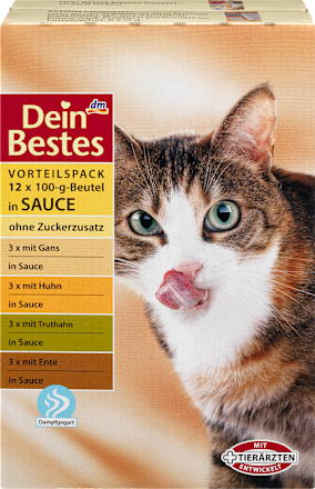 Nassfutter für Katzen, Vorteilspack Beutel in Sauce mit Geflügel, 12 x 100g Dein Bestes