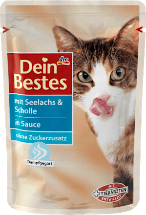 Nassfutter für Katzen mit Seelachs & Scholle, in Sauce Dein Bestes