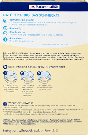Bio Kindermüsli Banane-Erdbeere ab 1 Jahr babylove