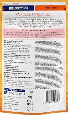 Gustări pentru câini cu file de pui rafinat Dein Bestes