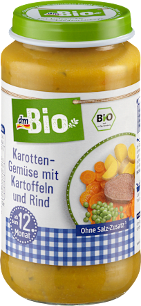 Karotten-Gemüse mit Kartoffeln und Rind ab 12. dem Monat dmBio