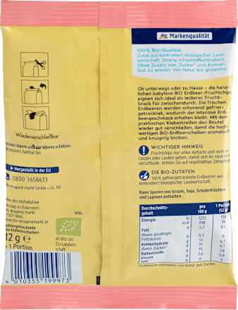 Snack Bio Erdbeer-Fruchtchips ab 4 Jahren babylove