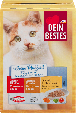Храна за котки с говеждо, патешко и пилешко в сос (6x50 g) DEIN BESTES