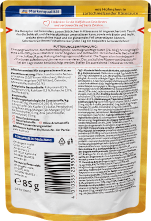Nassfutter Katze mit Hühnchen in Käsesauce, Exquisit Dein Bestes