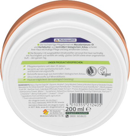 Körperbutter Macadamianuss Karitébutter alverde NATURKOSMETIK
