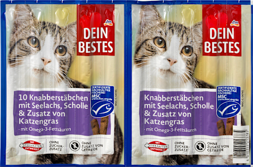 Snack für Katzen, Knabber-Stäbchen mit Lachs Dein Bestes