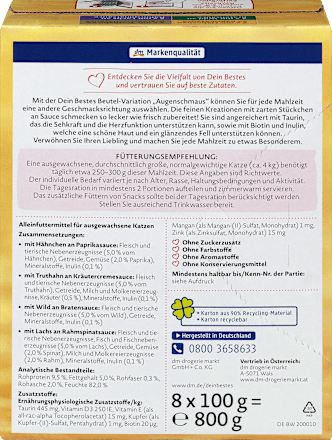 Храна за котки в сос с пилешко, пуешко, говеждо месо и риба (8x100g) DEIN BESTES