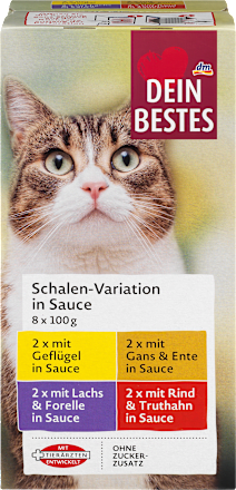 Nassfutter Katze, Variationen in Sauce, Multipack (8x100 g) Dein Bestes