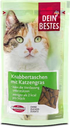 Katzenleckerli Knabbertaschen mit Katzengras Dein Bestes