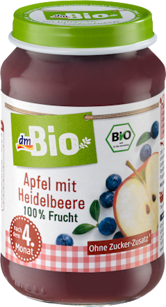 Apfel mit Heidelbeere nach dem 4. Monat dmBio
