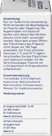 Augentropfen Hyaluron, ohne Konservierungsmittel VISIOMAX