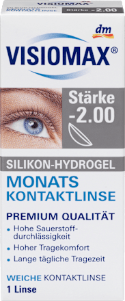 Silikónovo-hydrogélové mesačné kontaktné šošovky, dioptria -2,00 Visiomax