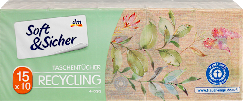 Taschentücher Recycling (15 x 10 Stück), 150 St Soft&Sicher
