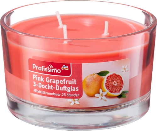 Duftkerze 3-Docht-Glas Pink Grapefruit Profissimo