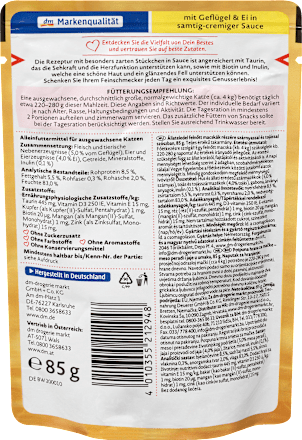 Karma mokra dla kotów, z drobiem i jajkiem, w sosie Dein Bestes