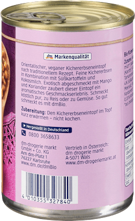 Eintopf, Kichererbsen-Eintopf mit Kokosmilch dmBio