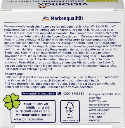 Antiallergische Augentropfen 10 Ampullen à 0,5 ml VISIOMAX