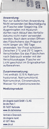 Augentropfen Hyaluron, ohne Konservierungsmittel VISIOMAX