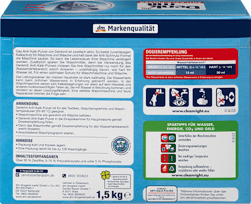 Anti-Kalk-Pulver für Maschine und Wäsche Denkmit