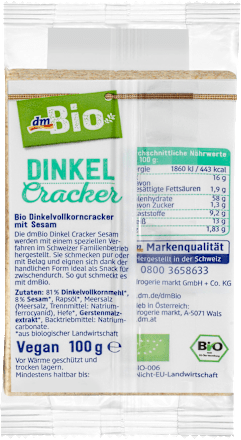 Cracker, Dinkel mit Sesam dmBio