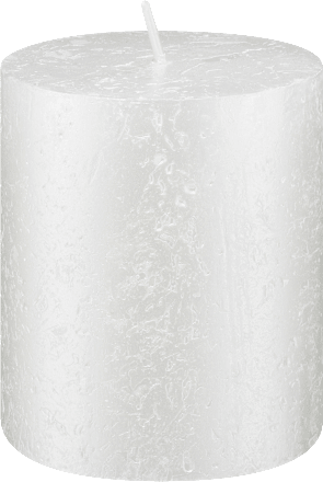 Stumpenkerze Rustik 80/68 Metallic Weiß Profissimo