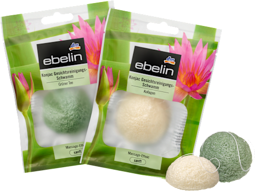 ebelin Konjac Gesichtsreinigungs-Schwamm grüner Tee / Kollagen ebelin