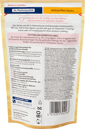 Hundeleckerli Hühnerfilet Sticks  Dein Bestes