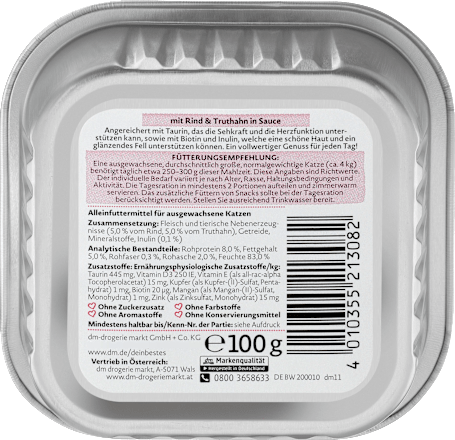 Hrană umedă pentru pisici in sos cu aromă de vită si curcan Dein Bestes