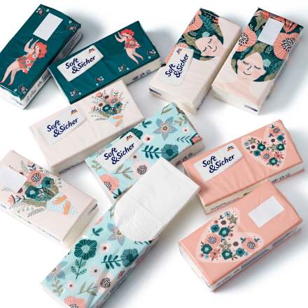 Fazzoletti tascabili 4 veli assort. Soft&Sicher