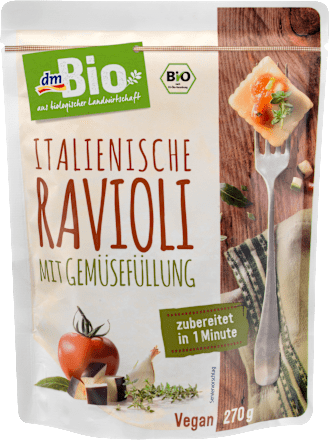 Fertiggericht italienische Ravioli mit Gemüsefüllung dmBio