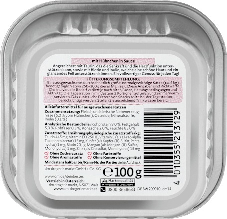 Hrană umedă pentru pisici in sos cu aromă de pui Dein Bestes