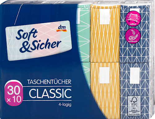 Chusteczki higieniczne Classic, 4-warstwowe, 30x10 szt. Soft&Sicher