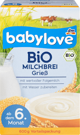 Bio Milchbrei Grieß ab dem 6. Monat babylove