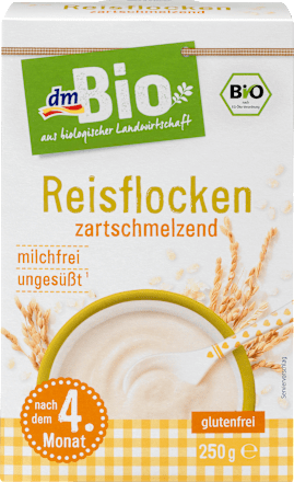 Getreidebrei Reisflocken zartschmelzend nach dem 4. Monat dmBio