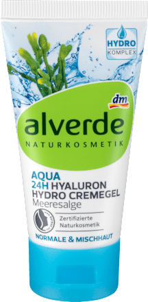 Tagescreme Aqua 24h Hyaluron Hydro Cremegel Meeresalge alverde NATURKOSMETIK