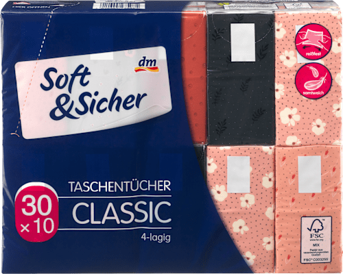 Chusteczki higieniczne Classic, 4-warstwowe, 30x10 szt. Soft&Sicher