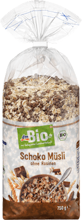 Müsli, Schokolade ohne Rosinen dmBio