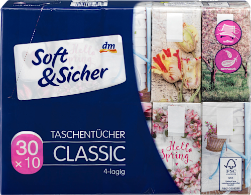 Žepni robčki, 4-slojni, več različic Soft&Sicher