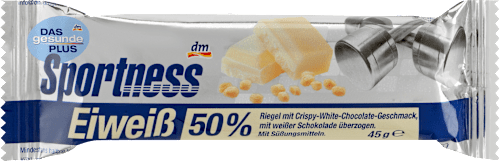 Eiweiß-Riegel 50%, Crispy-White-Chocolate-Geschmack, mit weißer Schokolade überzogen Sportness