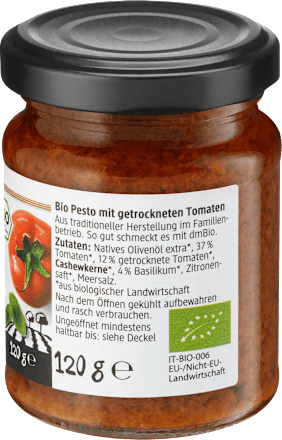 Pesto Rosso mit sonnengetrockneten Tomaten dmBio