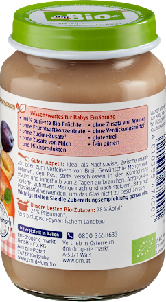 Pflaume in Apfel nach dem 4. Monat, Demeter  dmBio