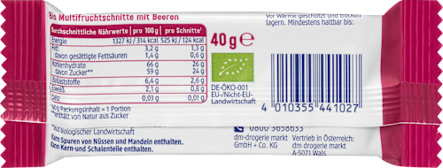 Fruchtschnitte Himbeer & Cassis dmBio