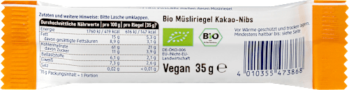 Müsli Riegel Hafer Kakao Nibs  dmBio