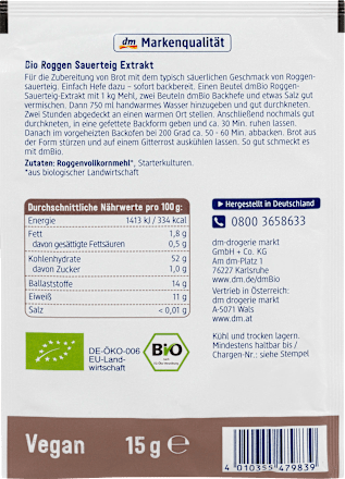 Sauerteig, Roggen Sauerteig Extrakt, gemahlen dmBio