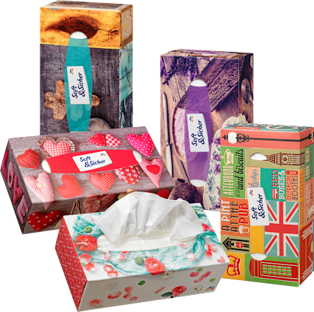 Taschentücher Box Design Soft&Sicher