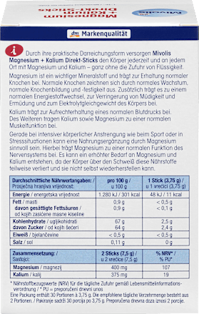 Magnesium + Kalium Direkt-Sticks, 30 St. Mivolis